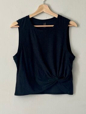 Beyond Yoga Heather Black Twist-Front Tank Top
